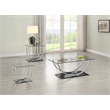 Pemberly Row 3-Piece Glass Top Coffee and End Table Set in Chrome