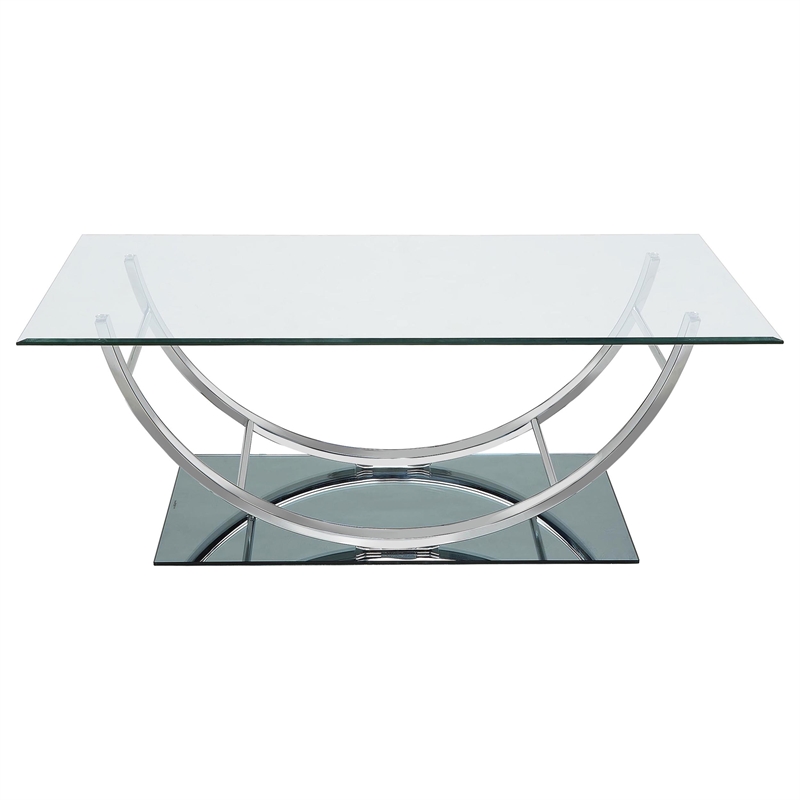 Pemberly Row 3-Piece Glass Top Coffee and End Table Set in Chrome