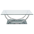 Pemberly Row 3-Piece Glass Top Coffee and End Table Set in Chrome