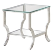 Pemberly Row Square Tempered Glass Top Side End Table in Chrome