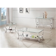 Pemberly Row Square Tempered Glass Top Side End Table in Chrome