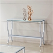 Pemberly Row Rectangular Glass Top Entryway Console Table in Chrome