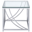 Pemberly Row Square Tempered Glass Top Side End Table in Chrome