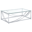 Pemberly Row Rectangular Tempered Glass Top Coffee Table in Chrome