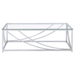 Pemberly Row Rectangular Tempered Glass Top Coffee Table in Chrome