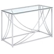 Pemberly Row Glass Top Entryway Console Table with Metal Accents in Chrome