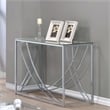 Pemberly Row Glass Top Entryway Console Table with Metal Accents in Chrome
