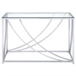 Pemberly Row Glass Top Entryway Console Table with Metal Accents in Chrome