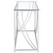 Pemberly Row Glass Top Entryway Console Table with Metal Accents in Chrome
