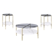 Pemberly Row 3-Piece Round Glass Top Coffee and End Table Set in Gold