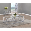 Pemberly Row 2-Piece Glass Top Coffee and End Table Set in Chrome