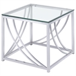 Pemberly Row 2-Piece Glass Top Coffee and End Table Set in Chrome