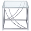 Pemberly Row 2-Piece Glass Top Coffee and End Table Set in Chrome