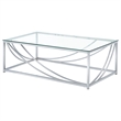 Pemberly Row 2-Piece Glass Top Coffee and End Table Set in Chrome