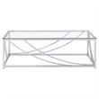 Pemberly Row 2-Piece Glass Top Coffee and End Table Set in Chrome