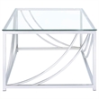 Pemberly Row 2-Piece Glass Top Coffee and End Table Set in Chrome