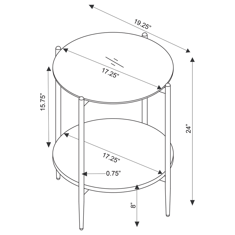 Pemberly Row 2-Piece Round Glass Top Coffee and End Table Set in Gold
