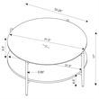 Pemberly Row 2-Piece Round Glass Top Coffee and End Table Set in Gold