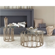 Pemberly Row 2-Piece Round Coffee and End Table Set in Chocolate Chrome