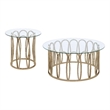 Pemberly Row 2-Piece Round Coffee and End Table Set in Chocolate Chrome