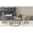 Pemberly Row 3-Piece Round Coffee and End Table Set in Chocolate Chrome