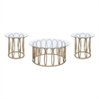 Pemberly Row 3-Piece Round Coffee and End Table Set in Chocolate Chrome