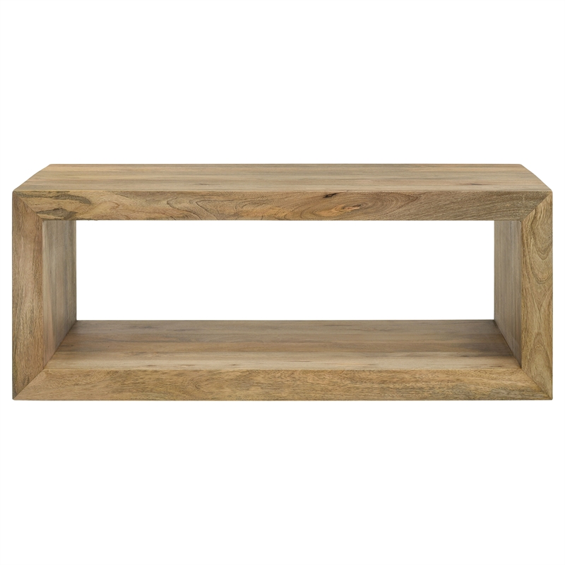 Pemberly Row 3-Piece Solid Mango Wood Coffee and End Table Set in Natural