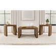 Pemberly Row 3-Piece Solid Sheesham Coffee and End Table Set in Auburn