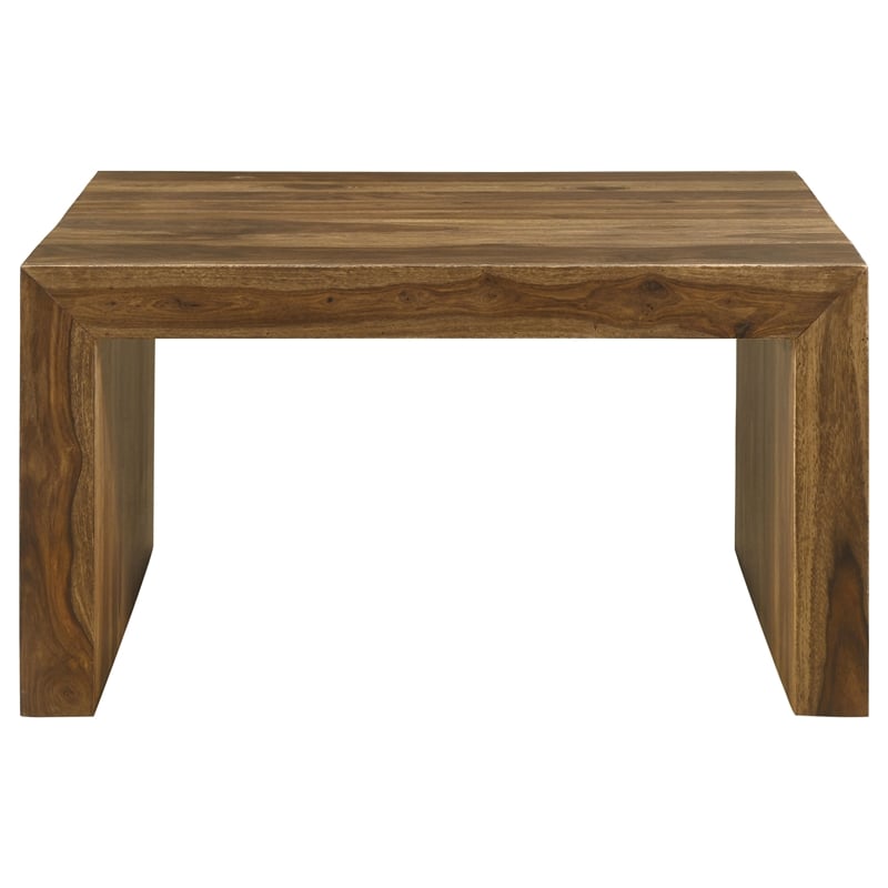 Pemberly Row 3-Piece Solid Sheesham Coffee and End Table Set in Auburn