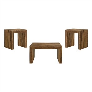 Pemberly Row 3-Piece Solid Sheesham Coffee and End Table Set in Auburn