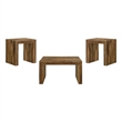 Pemberly Row 3-Piece Solid Sheesham Coffee and End Table Set in Auburn