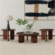 Pemberly Row 3-Piece Round Solid Mango Coffee and End Table Set in Brown
