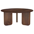 Pemberly Row 3-Piece Round Solid Mango Coffee and End Table Set in Brown