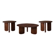 Pemberly Row 3-Piece Round Solid Mango Coffee and End Table Set in Brown