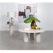 Pemberly Row 2-Piece Round Marble Coffee and End Table Set in White
