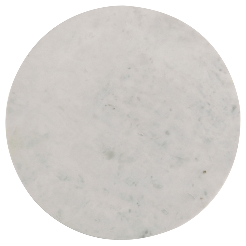 Pemberly Row 2-Piece Round Marble Coffee and End Table Set in White