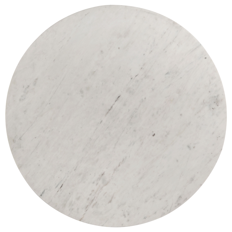 Pemberly Row 2-Piece Round Marble Coffee and End Table Set in White