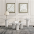 Pemberly Row 3-Piece Round Marble Coffee and End Table Set in White