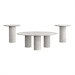 Pemberly Row 3-Piece Round Marble Coffee and End Table Set in White