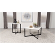 Pemberly Row 2-Piece Marble Top Coffee and End Table Set in White