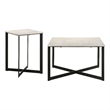 Pemberly Row 2-Piece Marble Top Coffee and End Table Set in White