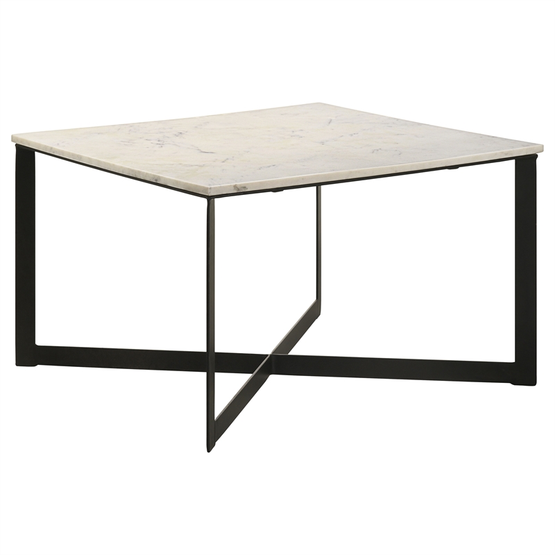 Pemberly Row 3-Piece Marble Top Coffee and End Table Set in White