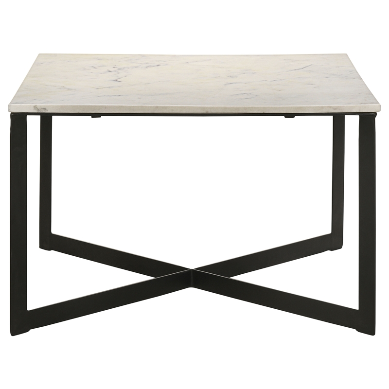 Pemberly Row 3-Piece Marble Top Coffee and End Table Set in White