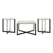 Pemberly Row 3-Piece Marble Top Coffee and End Table Set in White