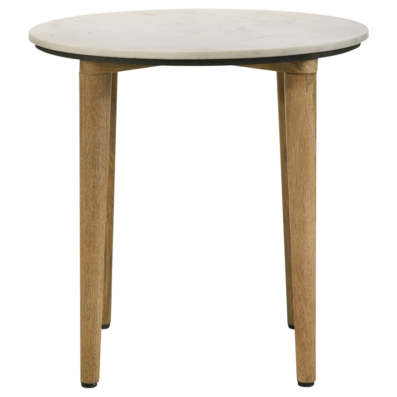 Pemberly Row 2-Piece Marble and Mango Coffee and End Table Set in White