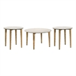 Pemberly Row 3-Piece Marble and Mango Coffee and End Table Set in White