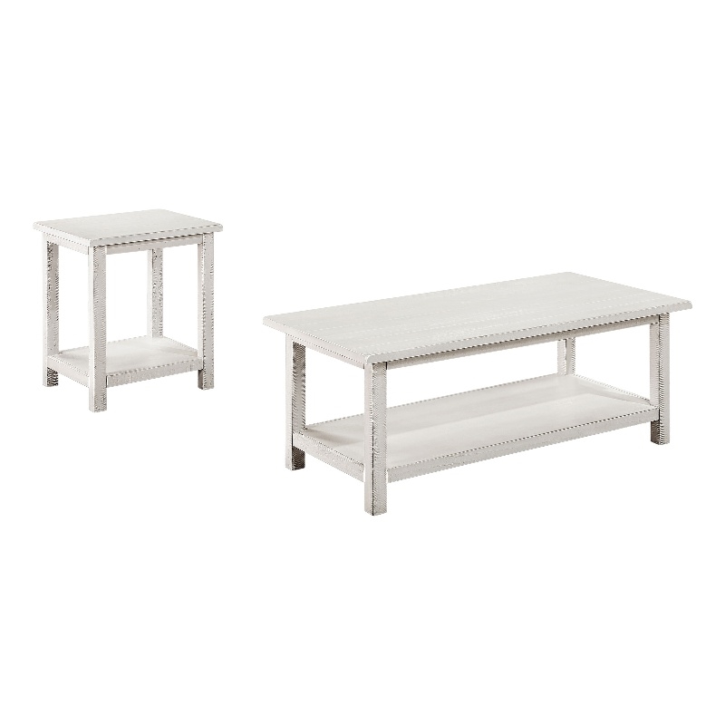 Pemberly Row 2-piece Coffee and End Table Set in Distressed White