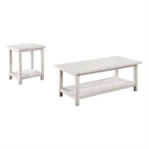 Pemberly Row 2-piece Coffee and End Table Set in Distressed White