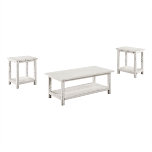 Pemberly Row 3-piece Coffee and End Table Set in Distressed White
