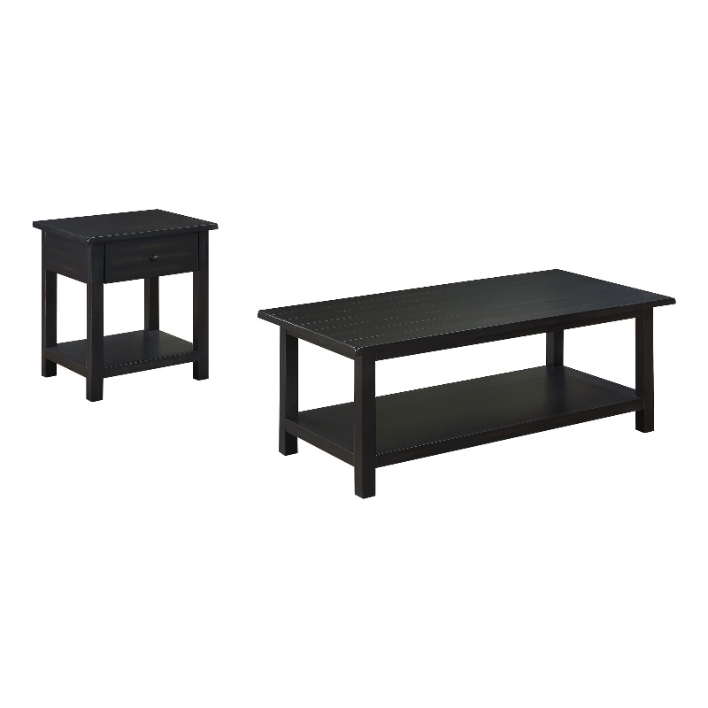 Pemberly Row 2-piece Coffee and 1-drawer End Table Set in Java